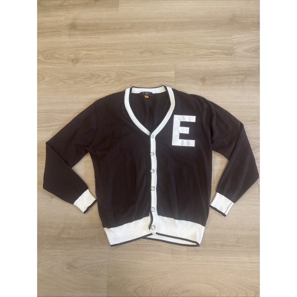 Members Property Varsity Letterman Cardigan Sweater Men's L Brown Letter E